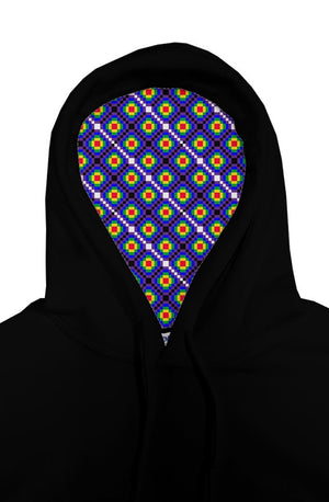 Afro Wiphala Pattern pullover hoody black